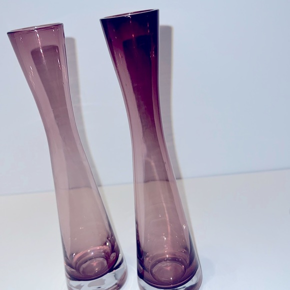 Hand Glass Blowen Other - Vintage Amethyst Colored  Bud Vases